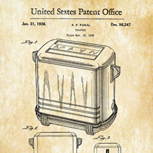 1936 Toaster Patent Tablo Czg8p163