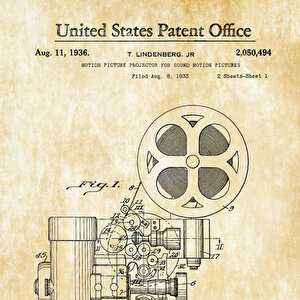 1963 Movie Projector Patent Tablo Czg8p173