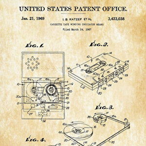 1969 Cassette Tape Patent Tablo Czg8p176