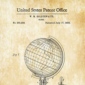 1888 World Globe Patent Tablo Czg8p177