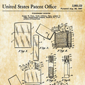 1957 Zippo Lighter Patent Tablo Czg8p178