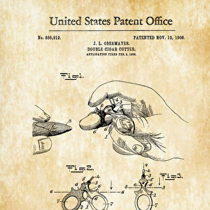 1906 Cigar Cutter Patent Tablo Czg8p184