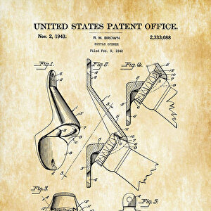 1943 Bottle Opener Patent Tablo Czg8p189