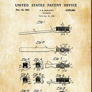 1841 Toothbrush Patent Tablo Czg8p193