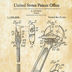 1915 Adjustable Wrench Patent Tablo Czg8p197