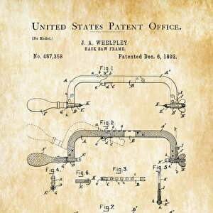 1892 Hacksaw Patent Tablo Czg8p200