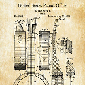 1882 Banjo Patent Tablo Czg8p202