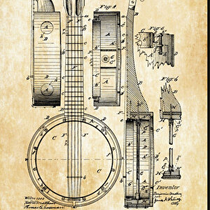 1882 Banjo Patent Tablo Czg8p202