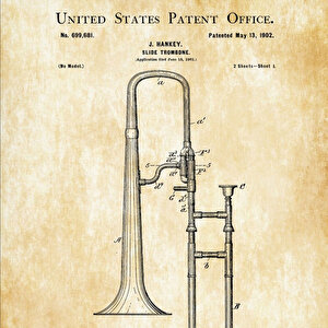 1902 Slide Trombone Patent Tablo Czg8p208