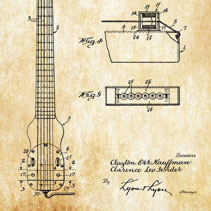 1944 Fender Guitar Pickup Unit Patent Tablo Czg8p211