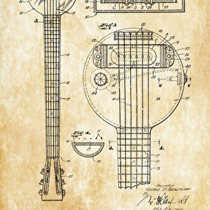 1934 Electrical Stringet Musicalistrument Patent Tablo Czg8p214