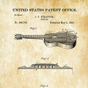1893 Stratton Acoustic Guitar Patent Tablo Czg8p215