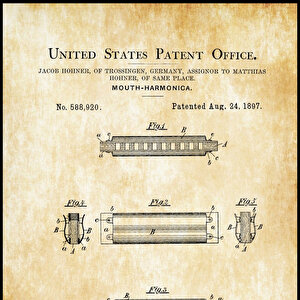 1897 Hohner Harmonica Patent Tablo Czg8p217