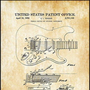 1956 Fender Guitar Tremolo Patent Tablo Czg8p218