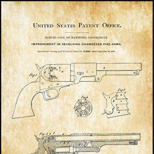 1850 Colt Revolver Patent Tablo Czg8p301