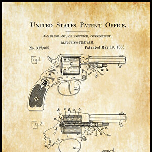 1885 Revolver Patent Tablo Czg8p304