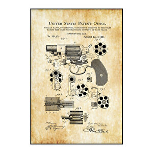 1881 Golt Revolver Firearm Patent Tablo Czg8p306