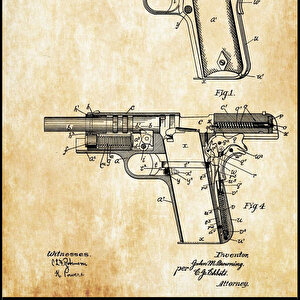 1911 Colt Gun Firearm Patent Tablo Czg8p307