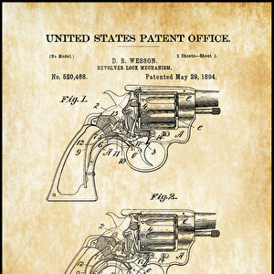 1894 Smith And Wesson Revolver Gun Pattent Czg8p309
