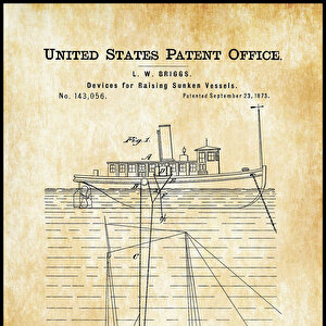 1873 Salvage Ship Patent Tablo Czg8p403