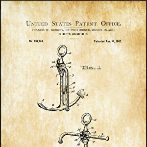 1902 Ships Anchor Patent Tablo Czg8p405