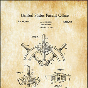 1944 Ship Steering Wheel Patent Tablo Czg8p406