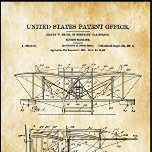 1916 Smith Flying Machine Patent Tablo Czg8p503