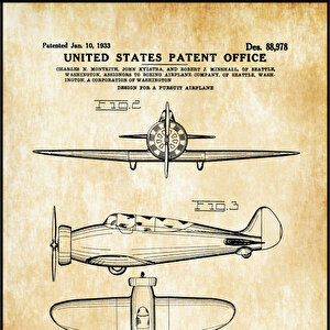 1933 Boeing Airline Patent Tablo Czg8p504