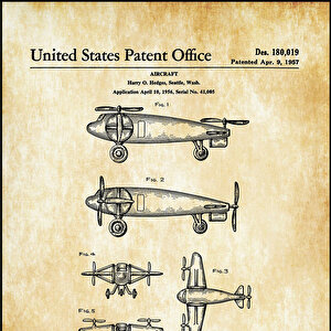 1957 Takeoff And Landing Airplane Patent Tablo Czg8p505