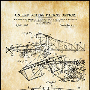 1911 Alexander Bell Flying Machine Patent Tablo Czg8p507