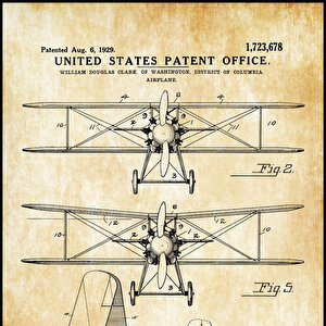 1929 Biplane Patent Tablo Czg8p508