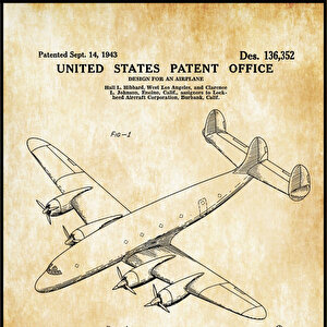 1943 Lockheed Constellation Airplane Patent Tablo Czg8p511