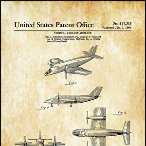 1964 Vertical Takeoff And Landing Aairplane Patent Tablo Czg8p513