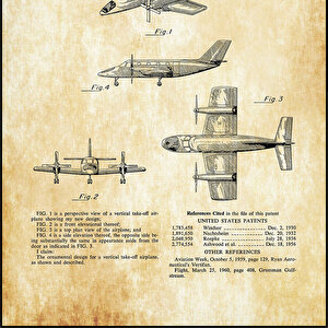 1964 Vertical Takeoff And Landing Aairplane Patent Tablo Czg8p513