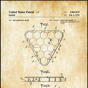 1975 Billiard Ball Rack Patent Tablo Czg8p614