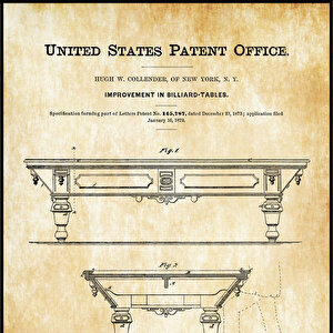 1872 Pool Table Patent Tablo Czg8p616