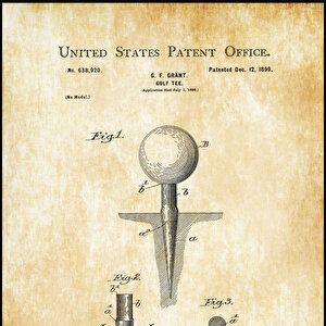 1939 Golf Tee Patent Tablo Czg8p622