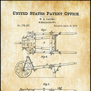 1876 Wheelbarrows Patent Tablo Czg8p630