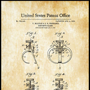 1903 Dentists Clamp Patent Tablo Czg8p807