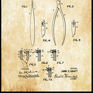 1901 Dentists Tool Patent Tablo Czg8p808