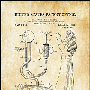 1914 Blood Pressure Monitor Patent Tablo Czg8p822