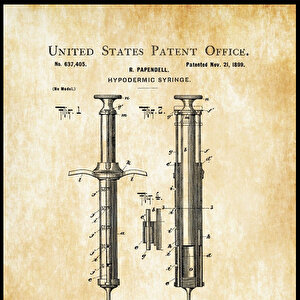 1899 Hypodermic Syringe Patent Tablo Czg8p823