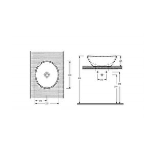 Lagina Tezgahüstü Oval Lavabo