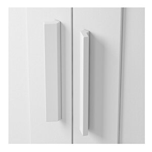 Beyaz 5 Kapaklı 2 Çekmeceli Aynalı Gardırop Mnt-516