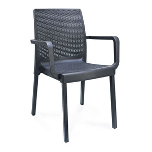 Toronto Starlux 80x140 Camsız Masa Ve 6 Adet Napoli Rattan Koltuk Seti (antrasit)