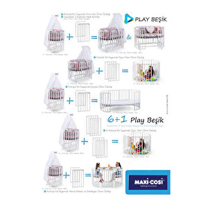 Maxi-cosi 6+1 Play Beşik %100 Kayın Ağacı Beyaz-Sarı