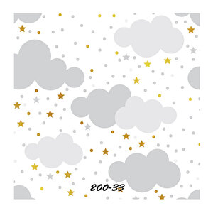 200-33 Bulut Yıldız Temalı Çocuk Ve Genç Odası Duvar Kağıdı 5,33 m2