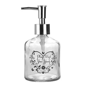 Cam Sıvı Sabunluk Yazılı Model 300 Ml Ktbd0108-pd Şeffaf