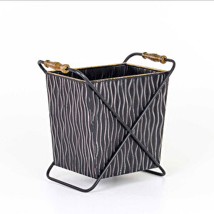 Metal Çiçeklik Ayaklı Siyah 32x18,5x31 Cm