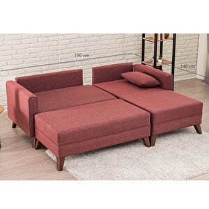 Bella Soft Mini Köşe Bordo Sağ